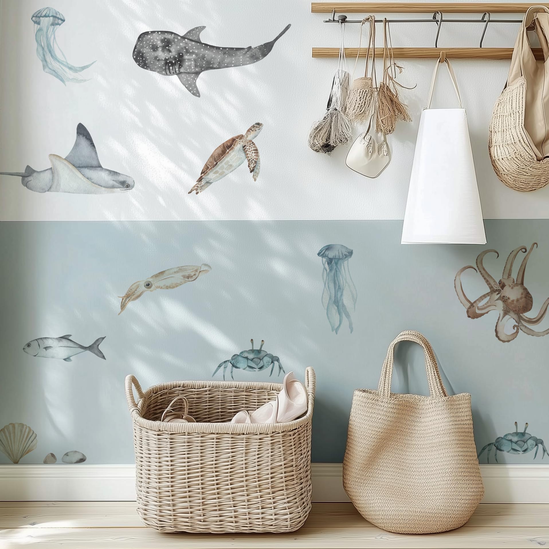 QUCHENG Ocean decals coral add vibrant, tropical vibes to spaces.