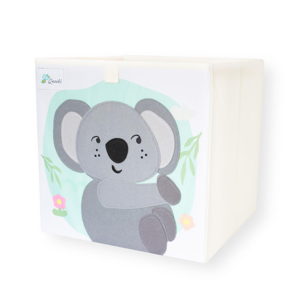 Queebi Koala storage cube toy box for nursery keeps toys neatly organized.