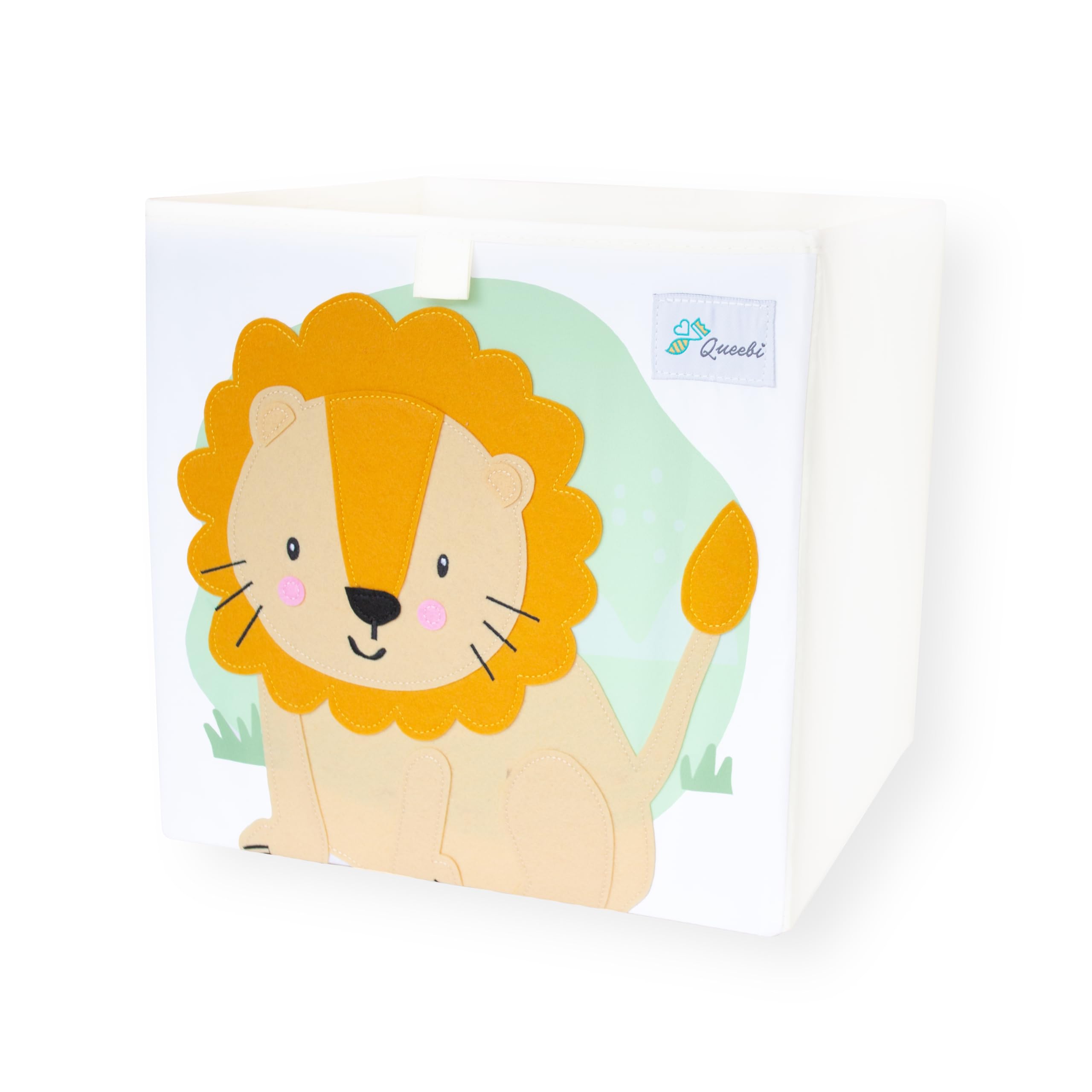Queebi Storage Cube with lion design for nursery organization