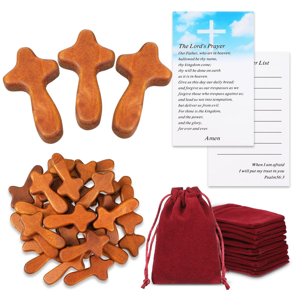 Queekay 50-set wooden crosses for pocket prayers, convenient everyday carry.