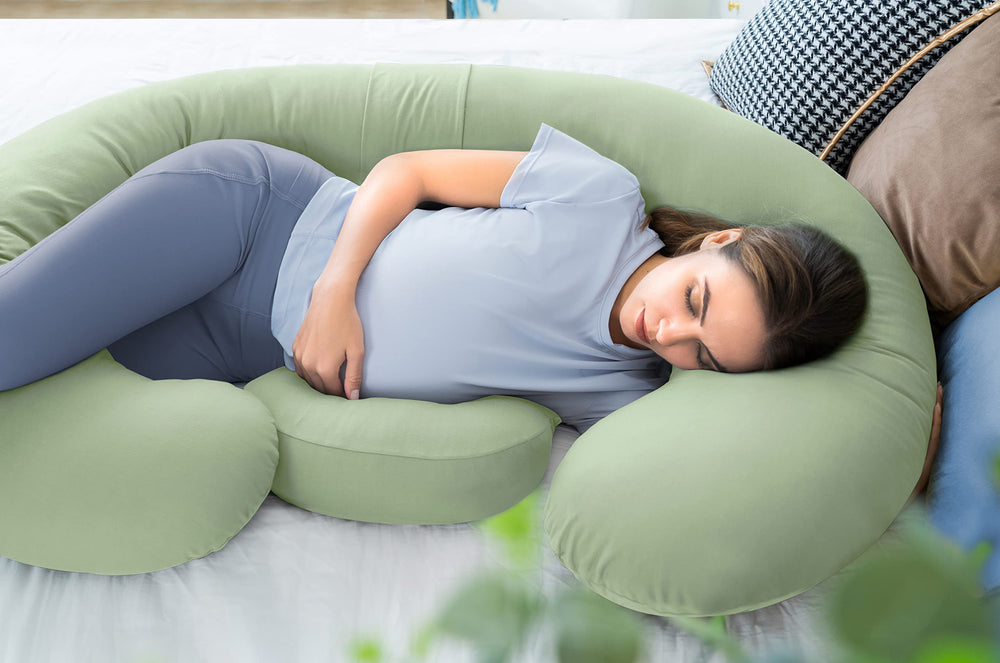 Queen Rose E-shape pillow design supports head, neck, back, and legs.