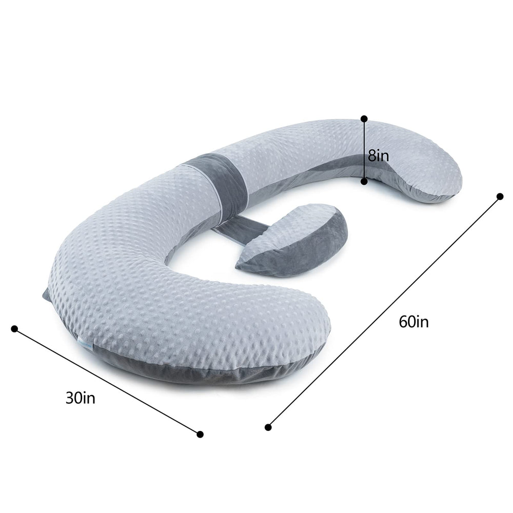 QUEEN ROSE gray E-shaped pillow in bed for side sleepers