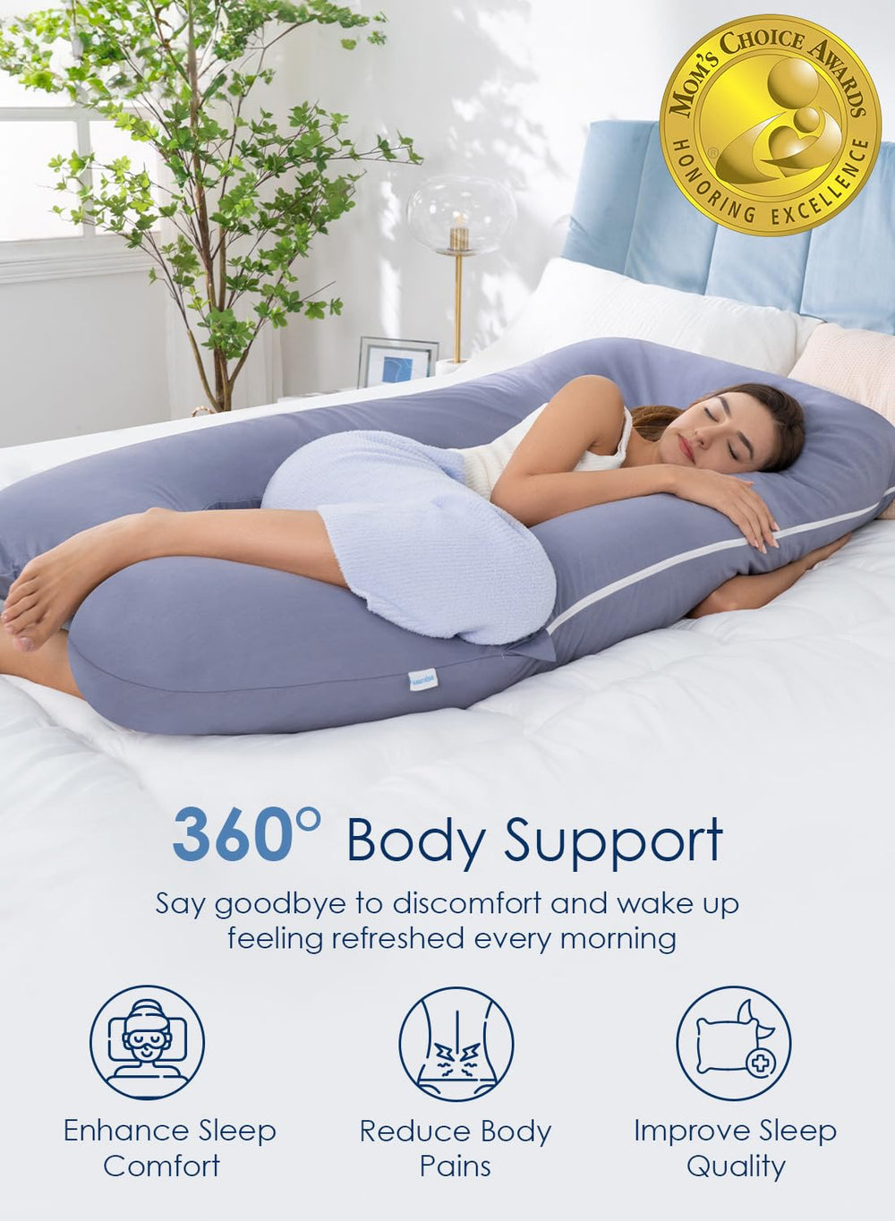 QUEEN ROSE belly-supporting pillow ideal for side sleeping comfort.