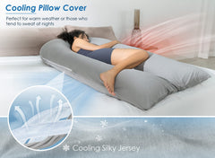 Queen Rose pregnancy pillow with silky cover offers breathable moisture-wicking comfort.