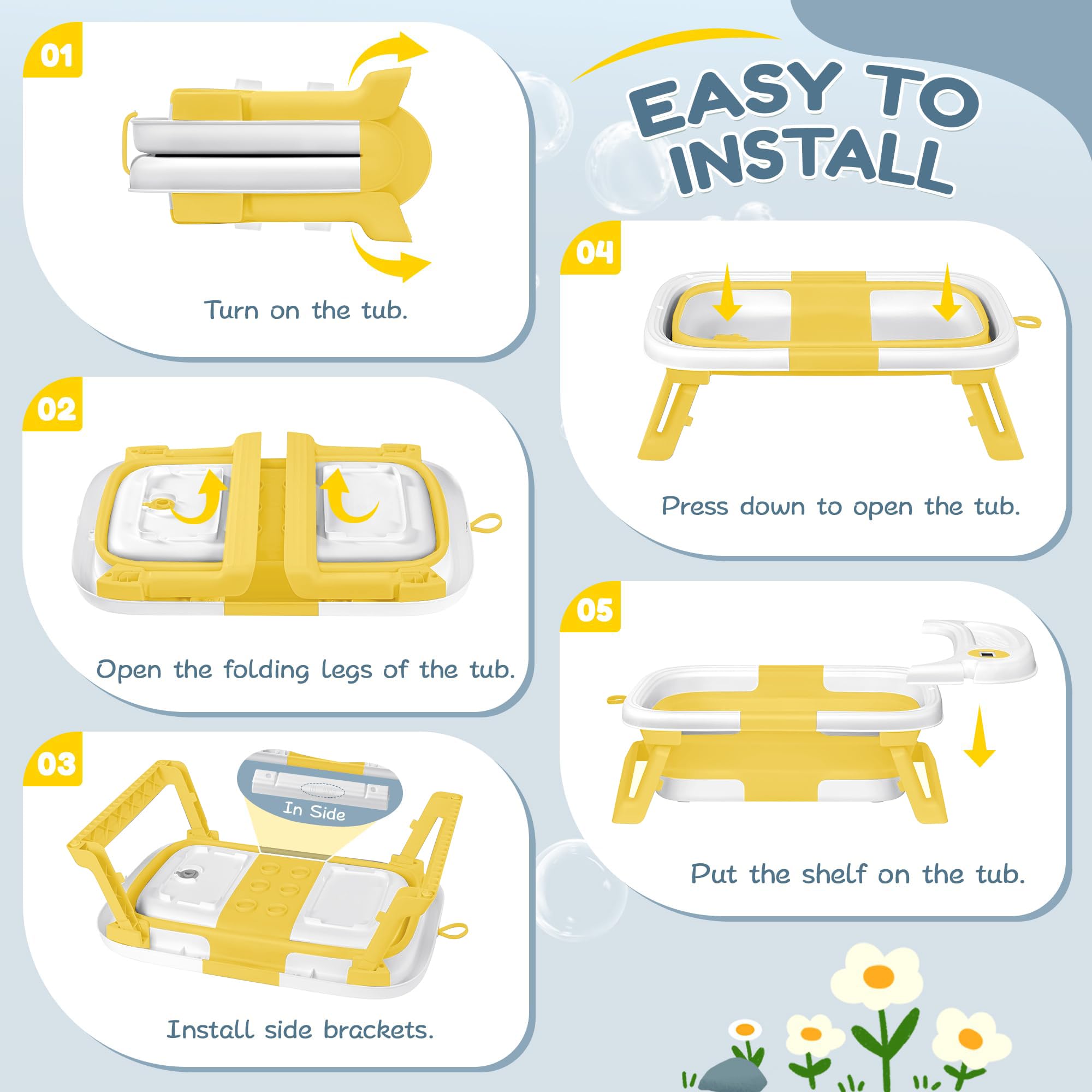 QueenFul collapsible baby bathtub shows compact size for small spaces.
