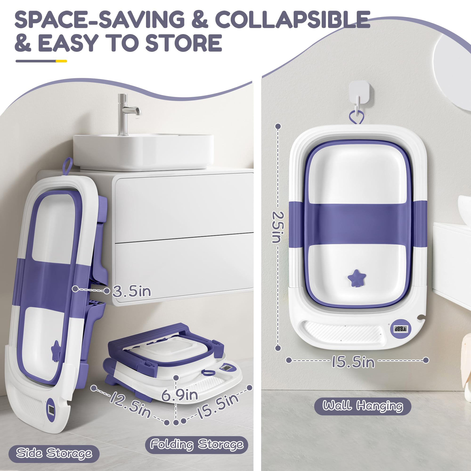 QueenFul collapsible tub folded flat for easy storage at home or travel.