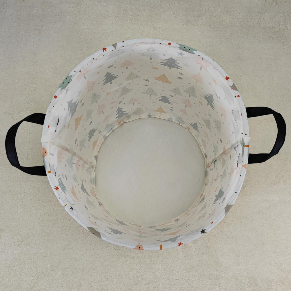 QUEENLALA round pine tree basket in bathroom stores towels neatly