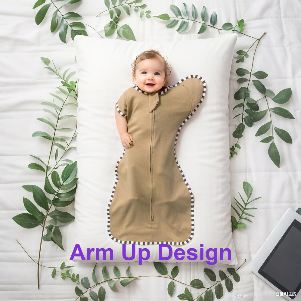 QUENESS BABY arms-up design close-up supports self-soothing and hands-to-mouth