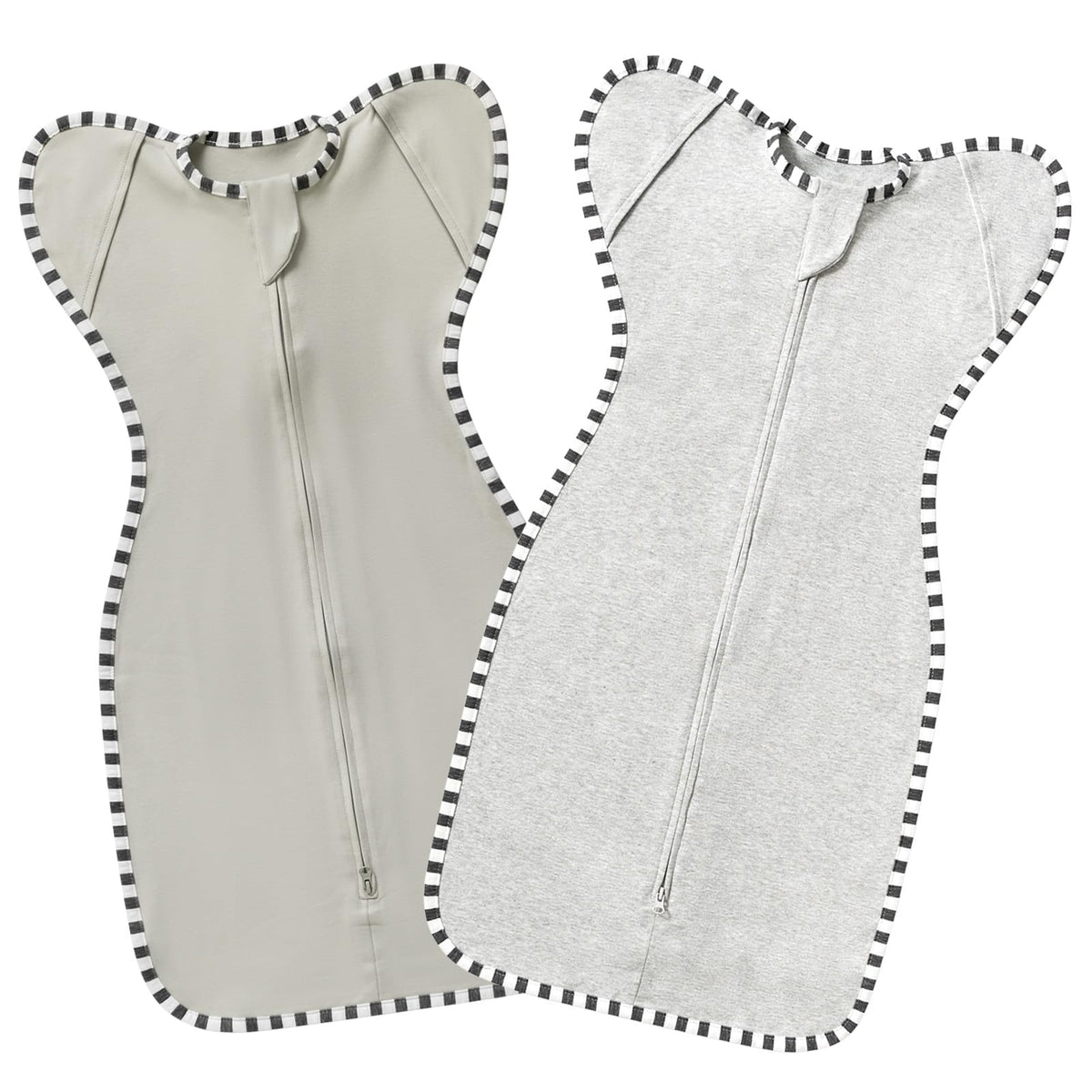 QUENESS BABY transitional swaddle blanket two-pack laid flat, showing soft cotton comfort