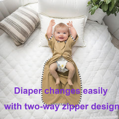 QUENESS BABY two-way zipper feature with guard eases diaper changes
