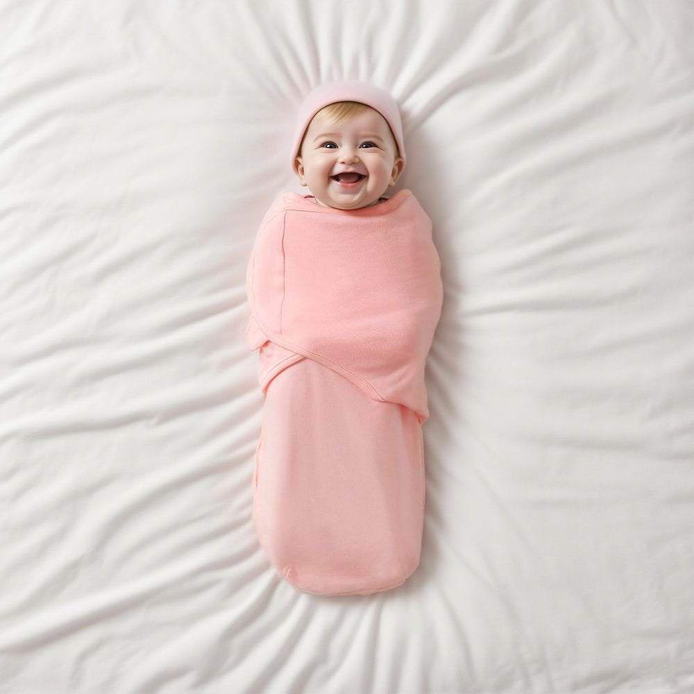QUENESS 100% cotton swaddle fabric keeps baby breathable.