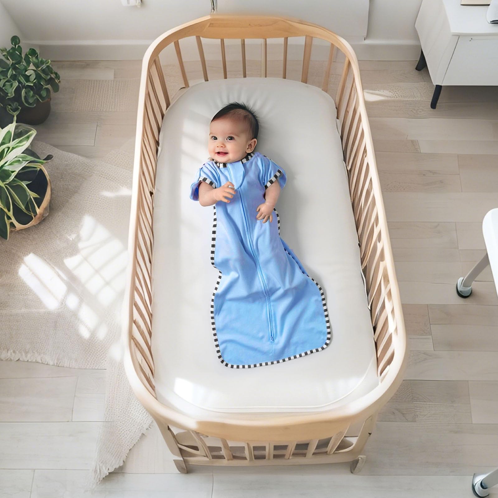 Queness Transition Swaddle khaki and sky blue two-pack for busy evenings