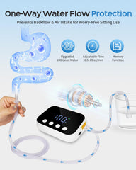 QueScxub electric enema flow adjustment lets you tailor speed and intensity.