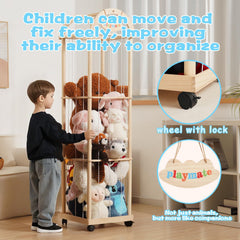 Quewoll 61-inch zoo-themed display showing spacious capacity for plush toys