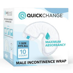 QuickChange men's wrap on a bed-bound user showing easy setup and secure fit.