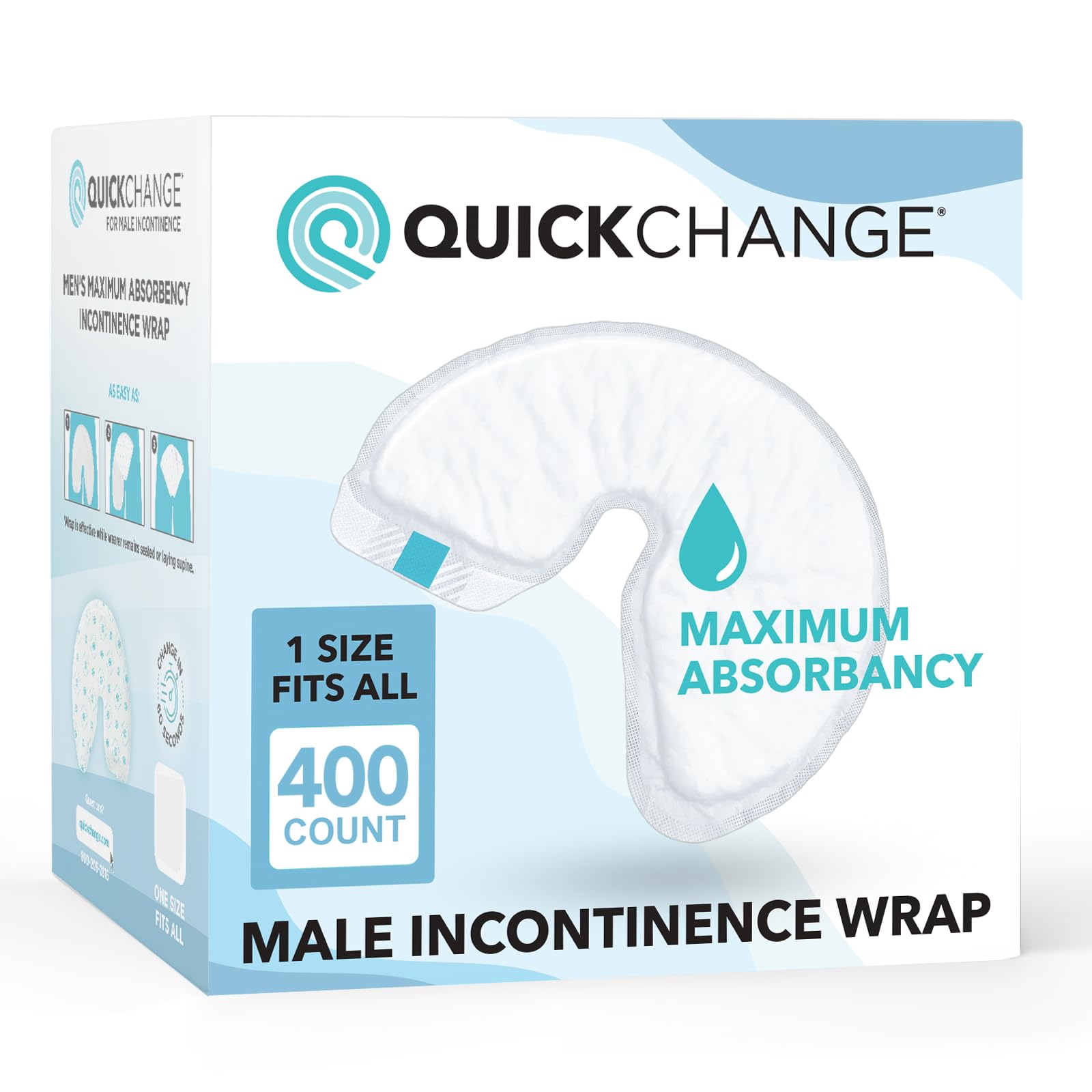 QuickChange overnight wrap front view demonstrates discreet protection for men
