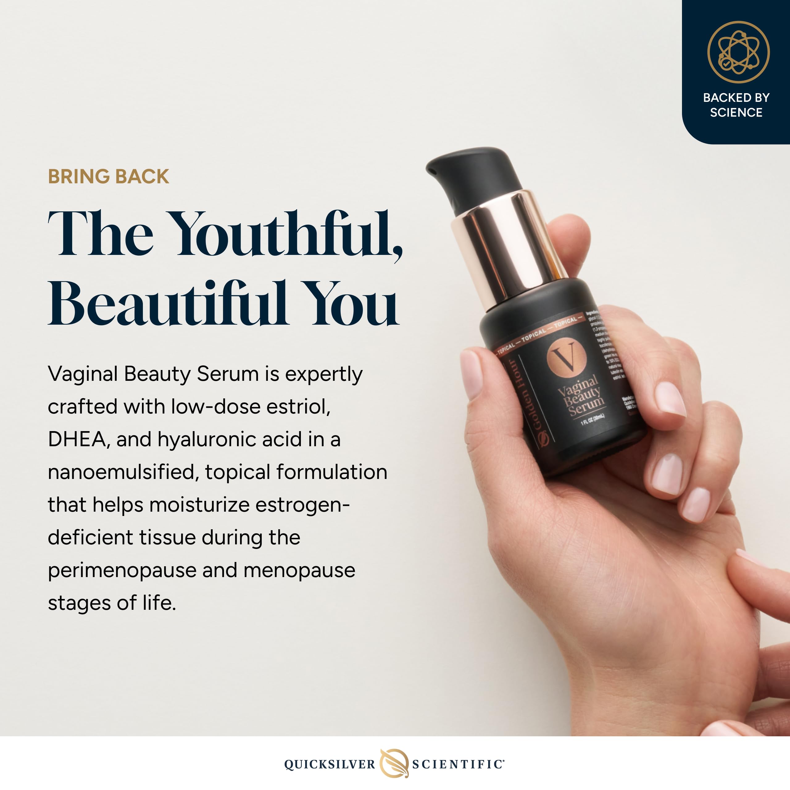 Quicksilver Scientific Vaginal Beauty Serum texture image indicating nanoemulsion feel