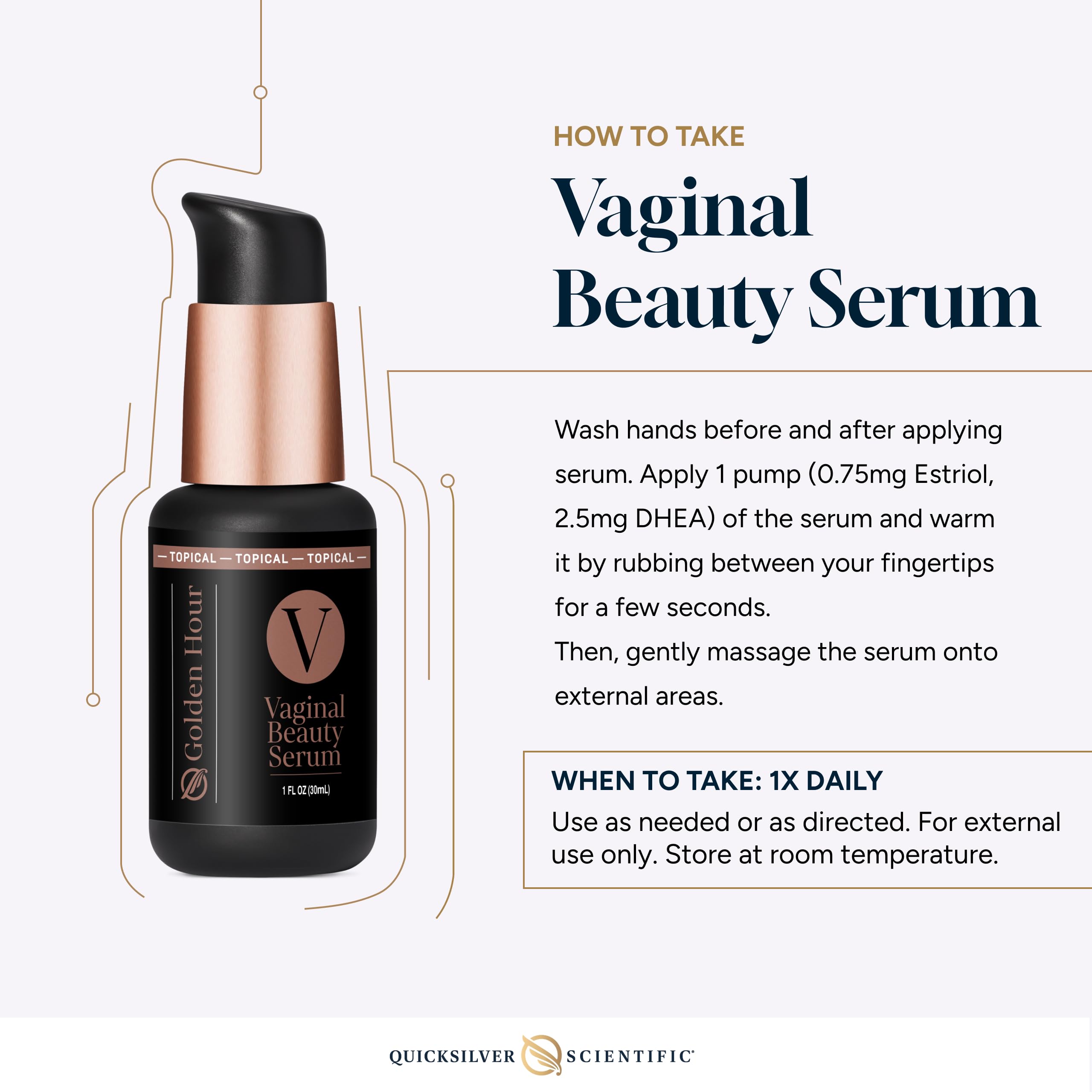 Quicksilver Scientific Vaginal Beauty Serum usage moment showing safe topical application