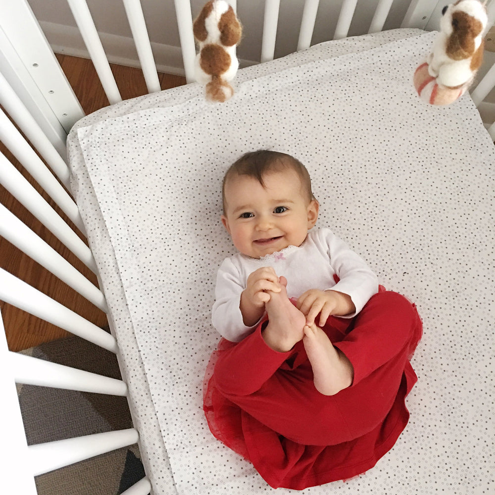 QuickZip Deep Navy cotton crib sheet showcasing 100% cotton texture and softness