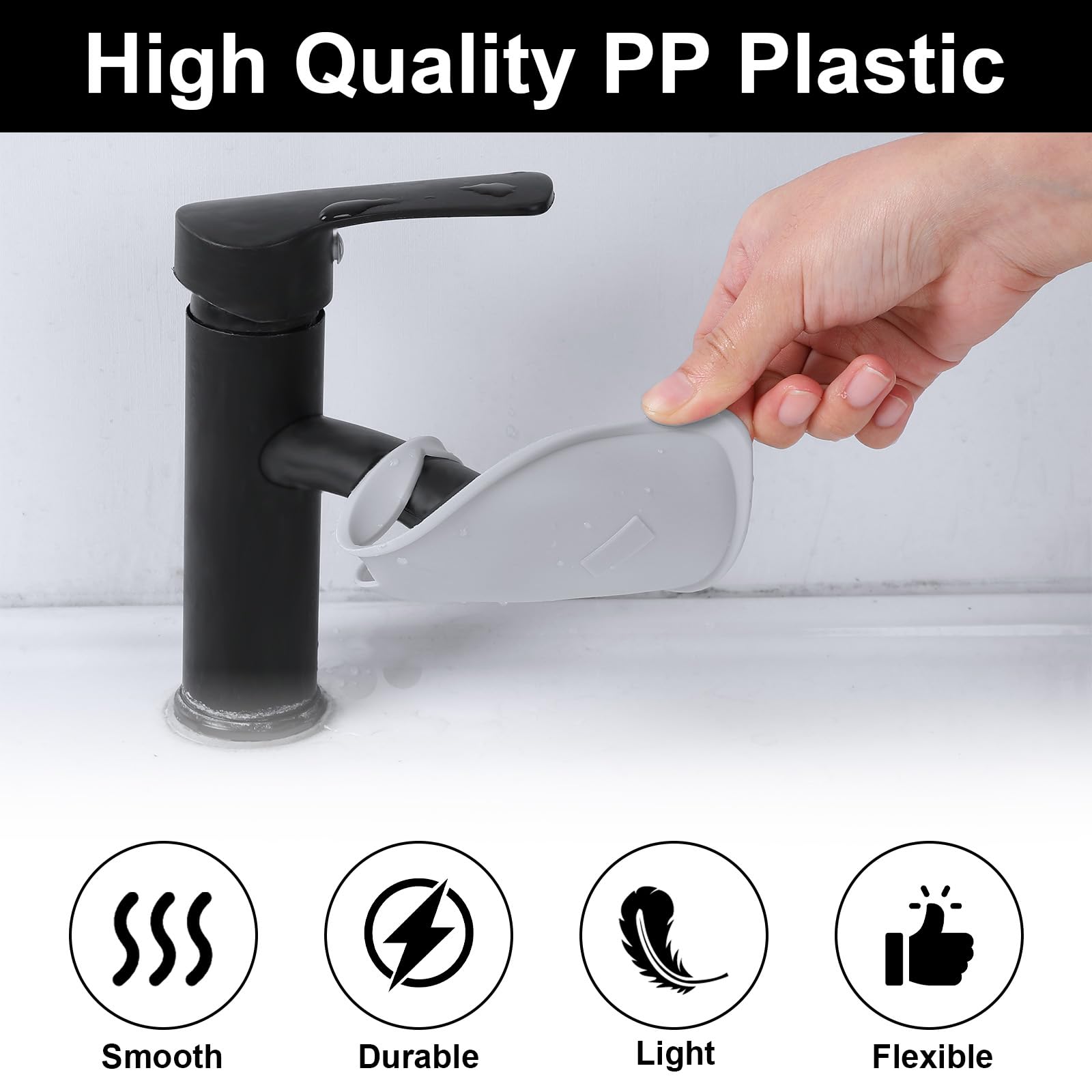 Quilax gray compatible faucet extender fitting most spouts