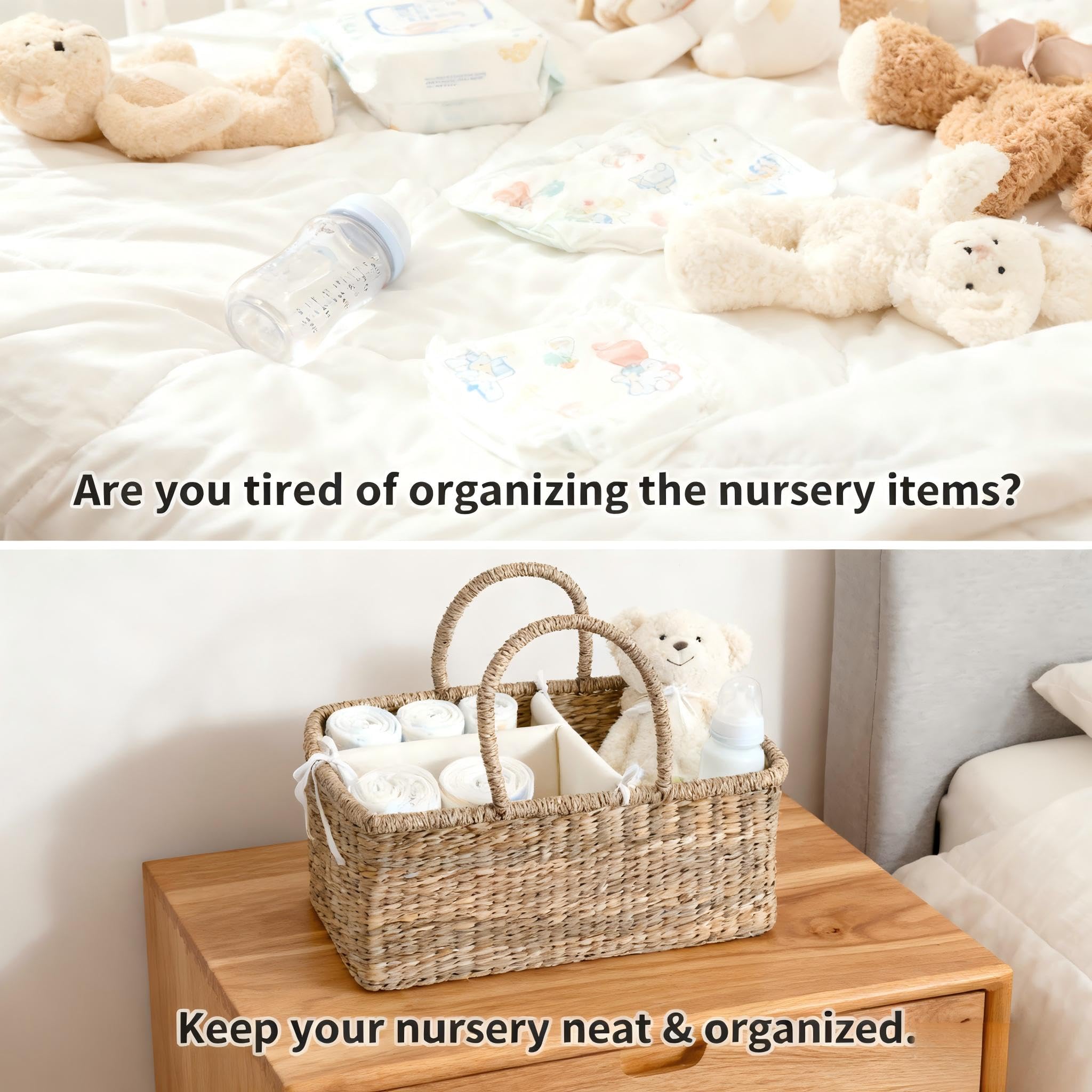Quincry premium diaper basket with sturdy handle for easy transport
