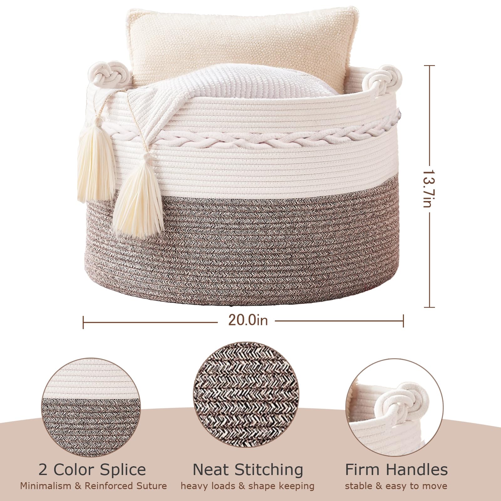 Quincunx basket closeup weave highlights durable cotton rope material