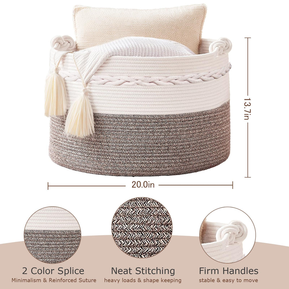 Quincunx basket closeup weave highlights durable cotton rope material