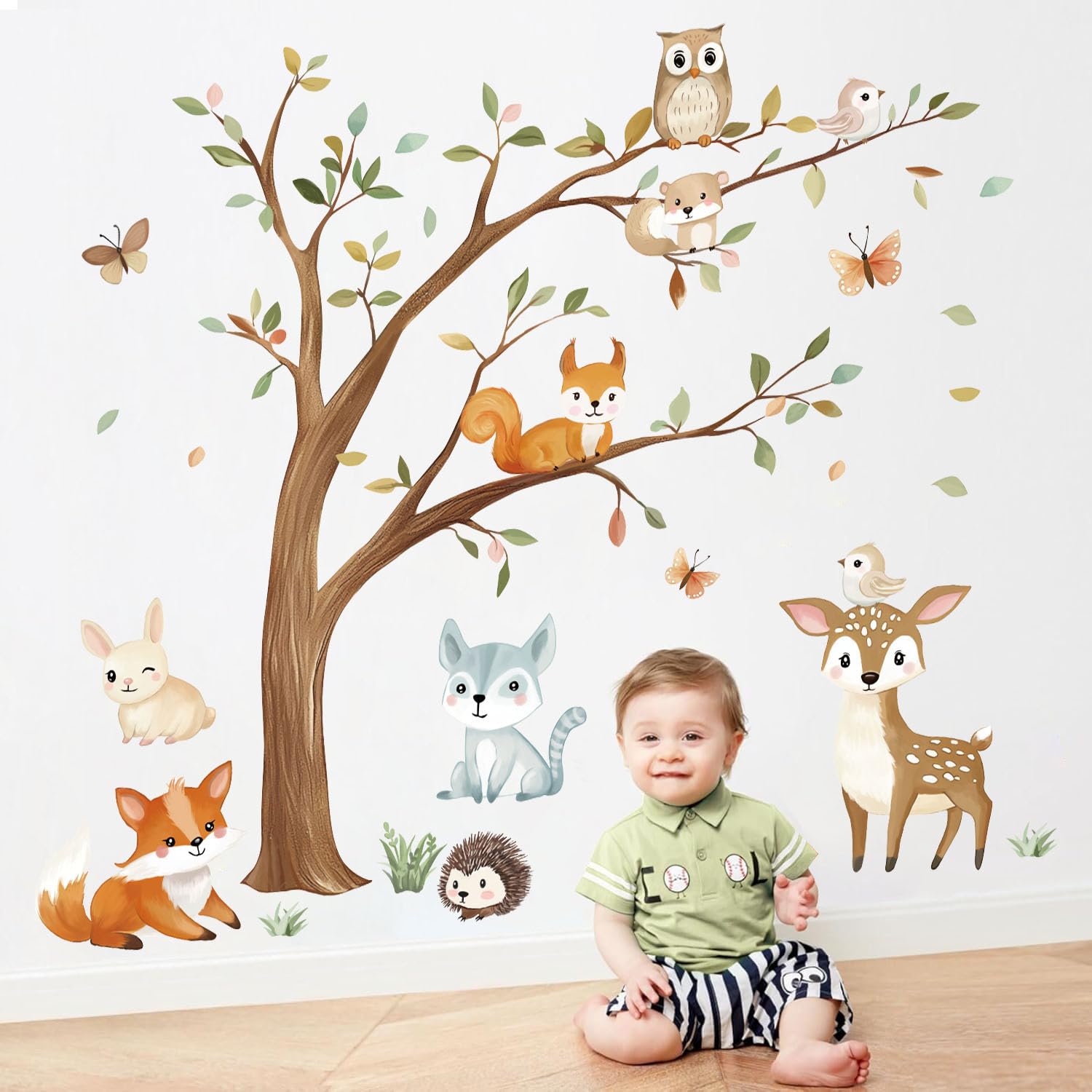 Quinspir colorful cartoon animal stickers ideal for kids' rooms and play areas.