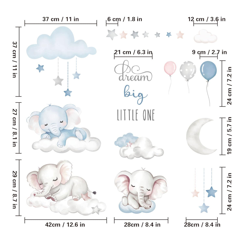 Quinspir elephant wall sticker with moon and stars adds dreamy night-friendly decor