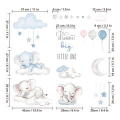 Quinspir elephant wall sticker with moon and stars adds dreamy night-friendly decor