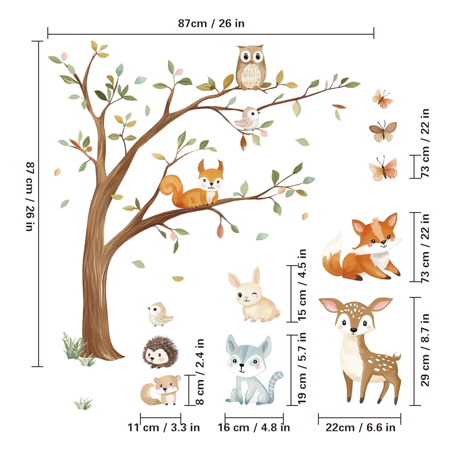 Quinspir forest tree wall decal perfect for a nature-themed nursery backdrop.