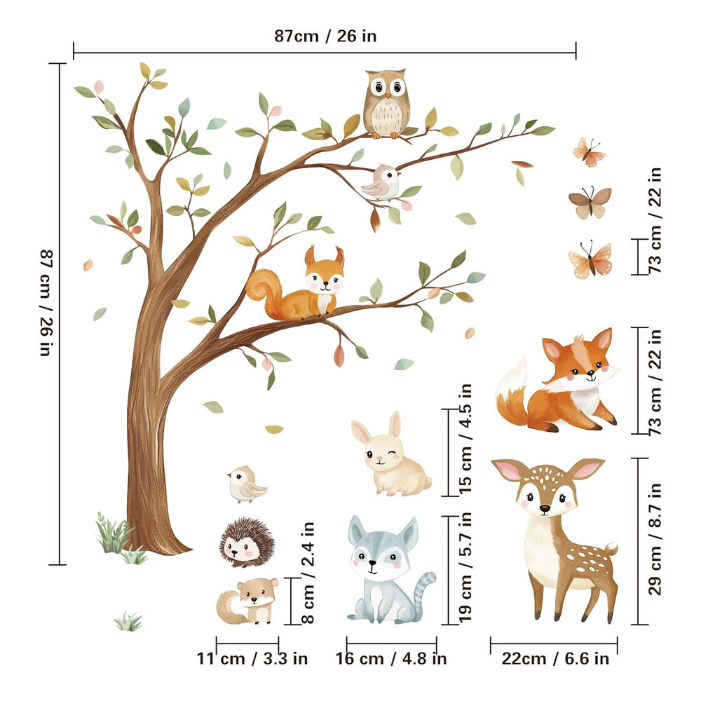 Quinspir forest tree wall decal perfect for a nature-themed nursery backdrop.