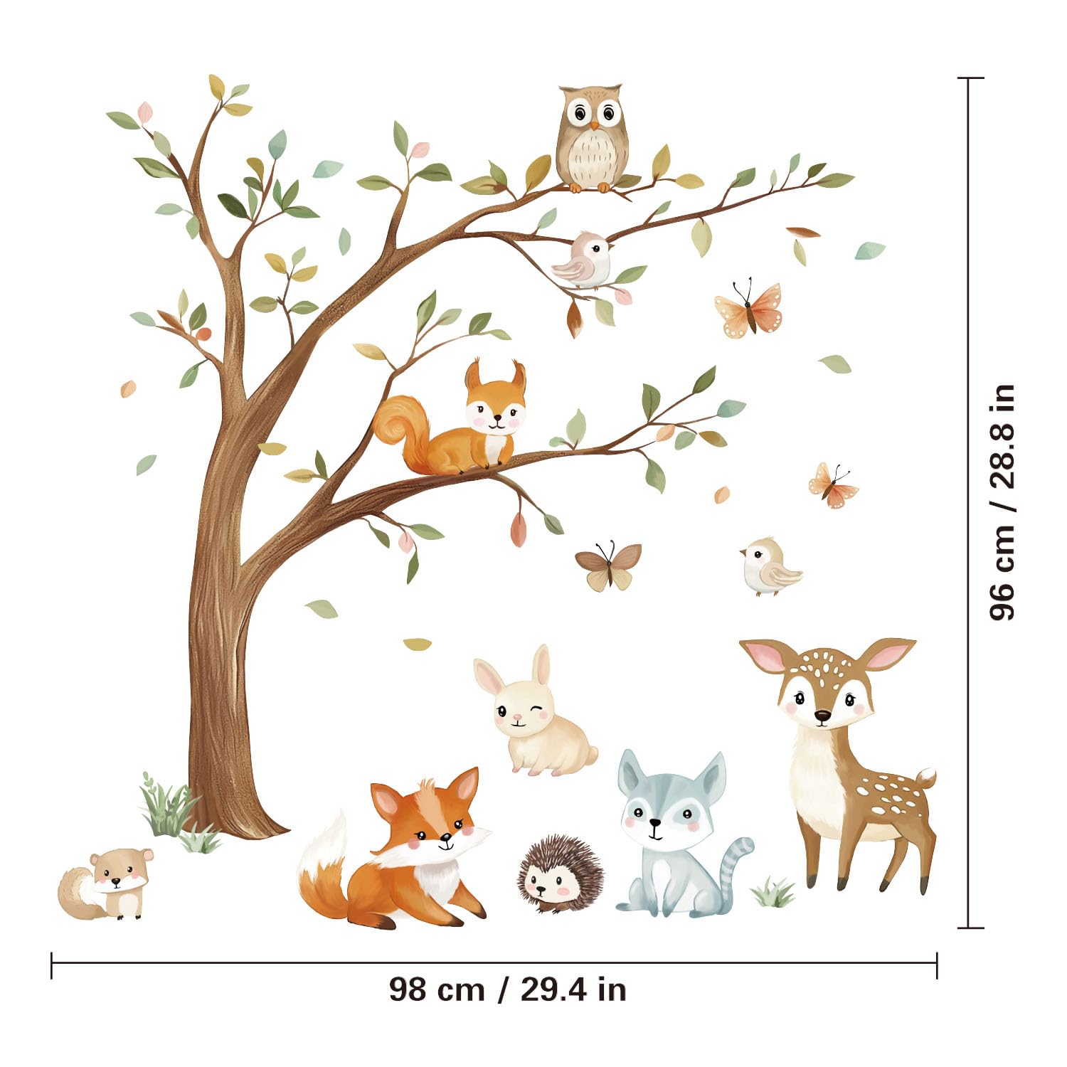 Quinspir owl-fox-squirrel-rabbit wall stickers are easy to apply on smooth walls for kids.