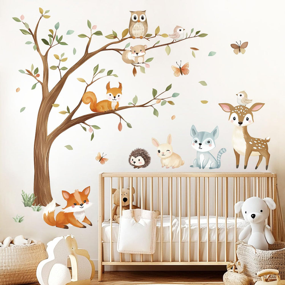 Quinspir spotted deer and hedgehog decals add playful woodland detail to bedrooms.