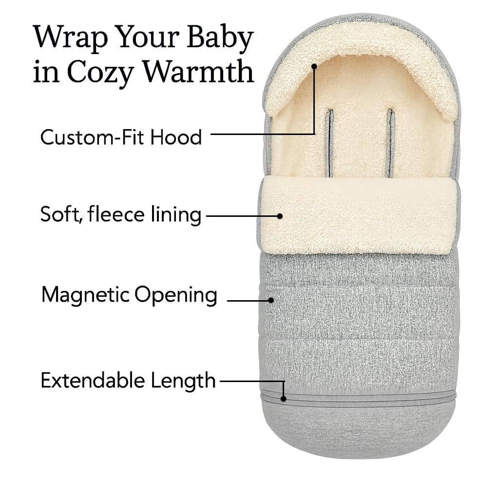 Quintriae footmuff plush interior provides soft warmth for cold days