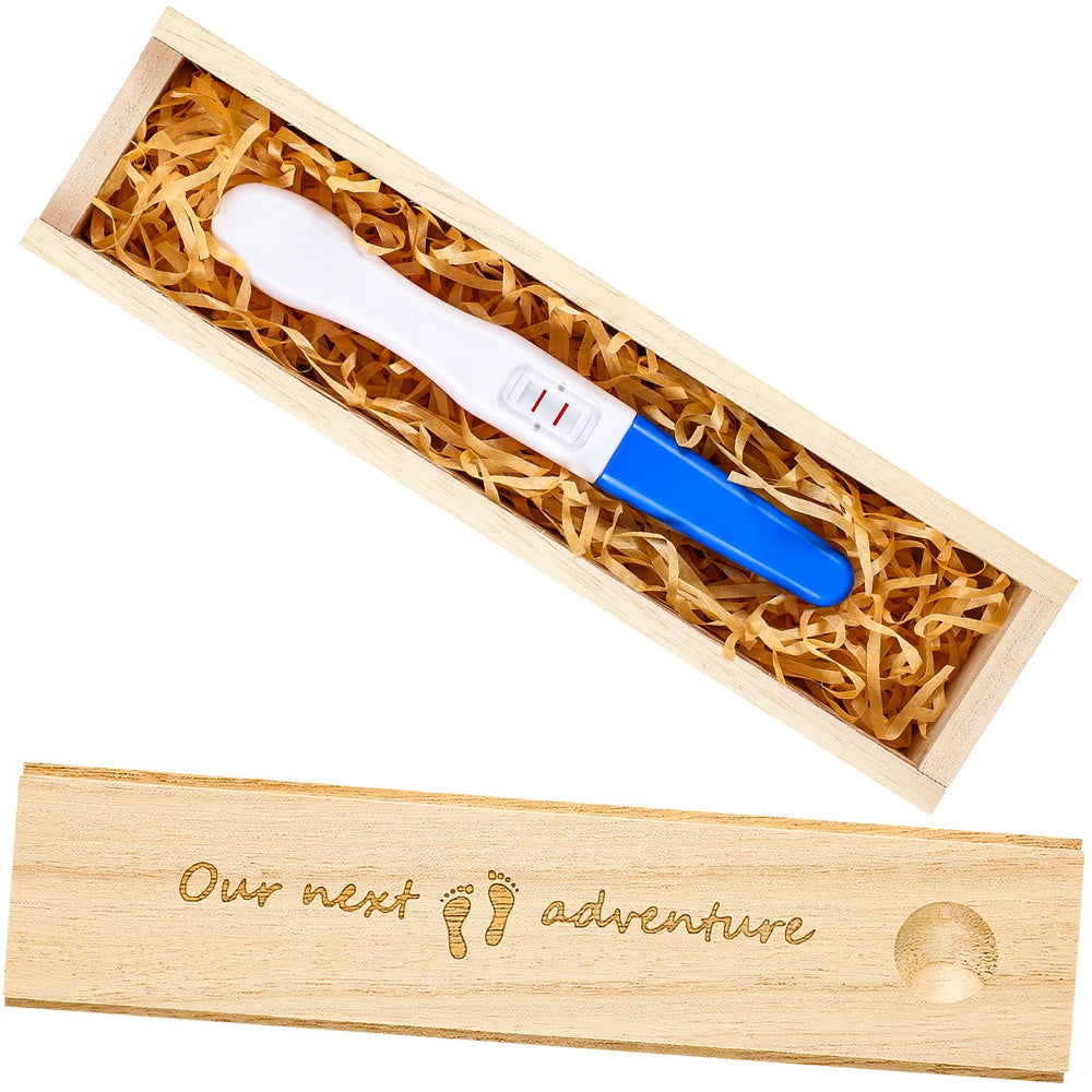 Qunclay pregnancy test keepsake box in natural wood stores sticks safely.