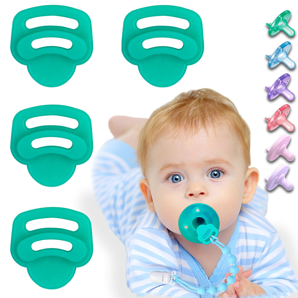 Qunland 4 pack silicone pacifier clip adapter ring secures Soothie clips