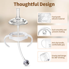 Qunland all-silicone spill-resistant spout ensures gum-friendly, safe contact with drink.