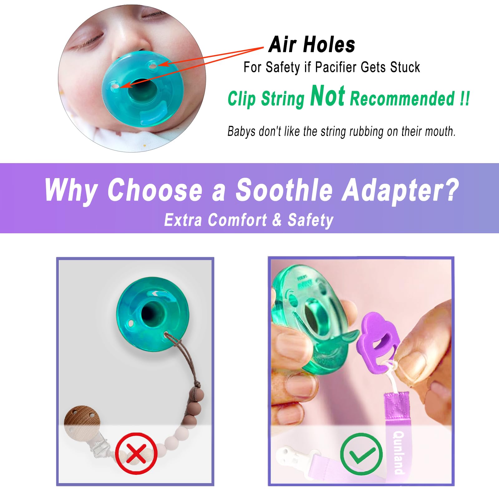 Qunland Avent Soothie compatible ring helps maintain pacifier hygiene