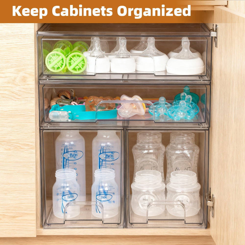 Qunland acrylic drawers wipe clean with soap and a damp cloth.