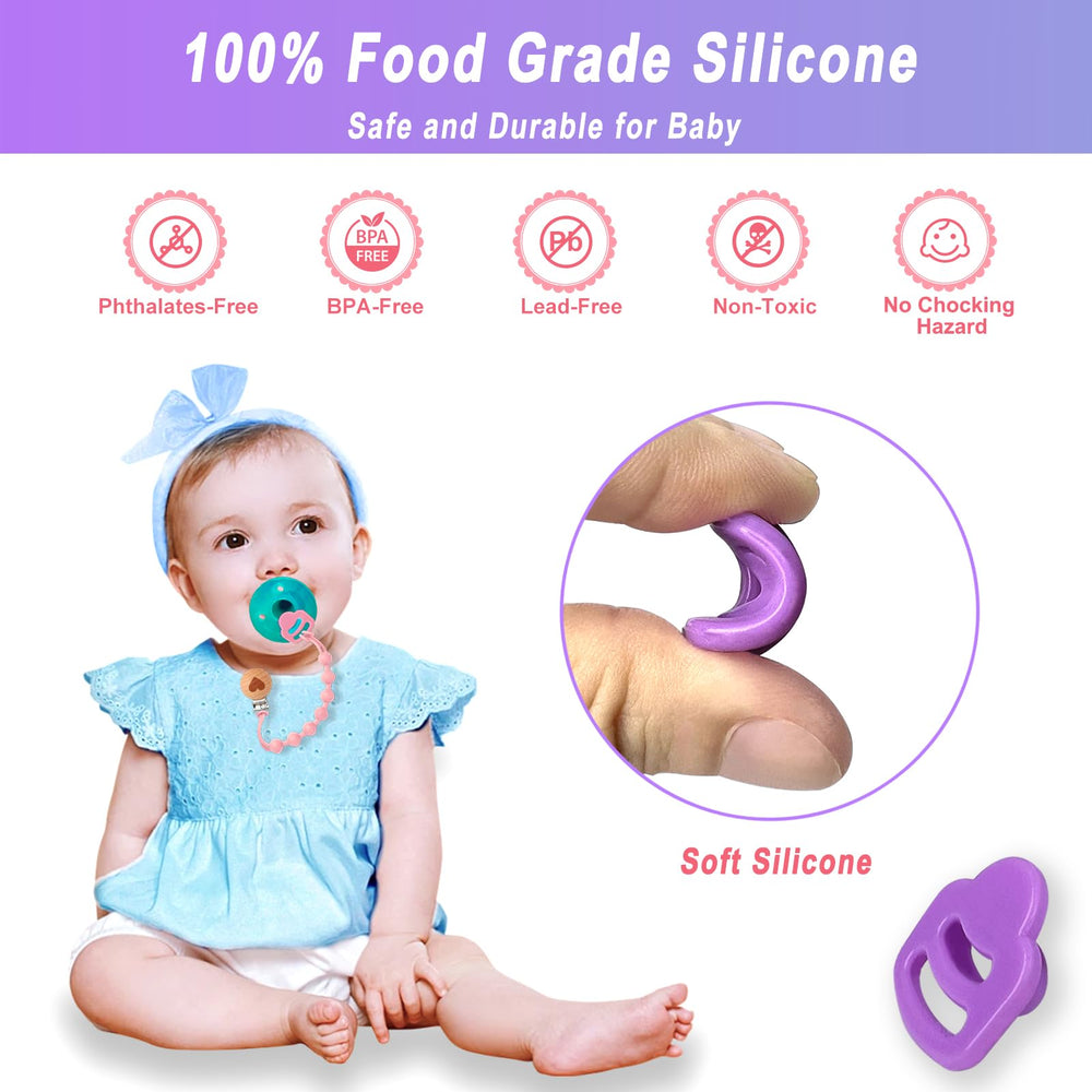 Qunland easy-attach pacifier adapter ring simplifies adding clips to Soothie.