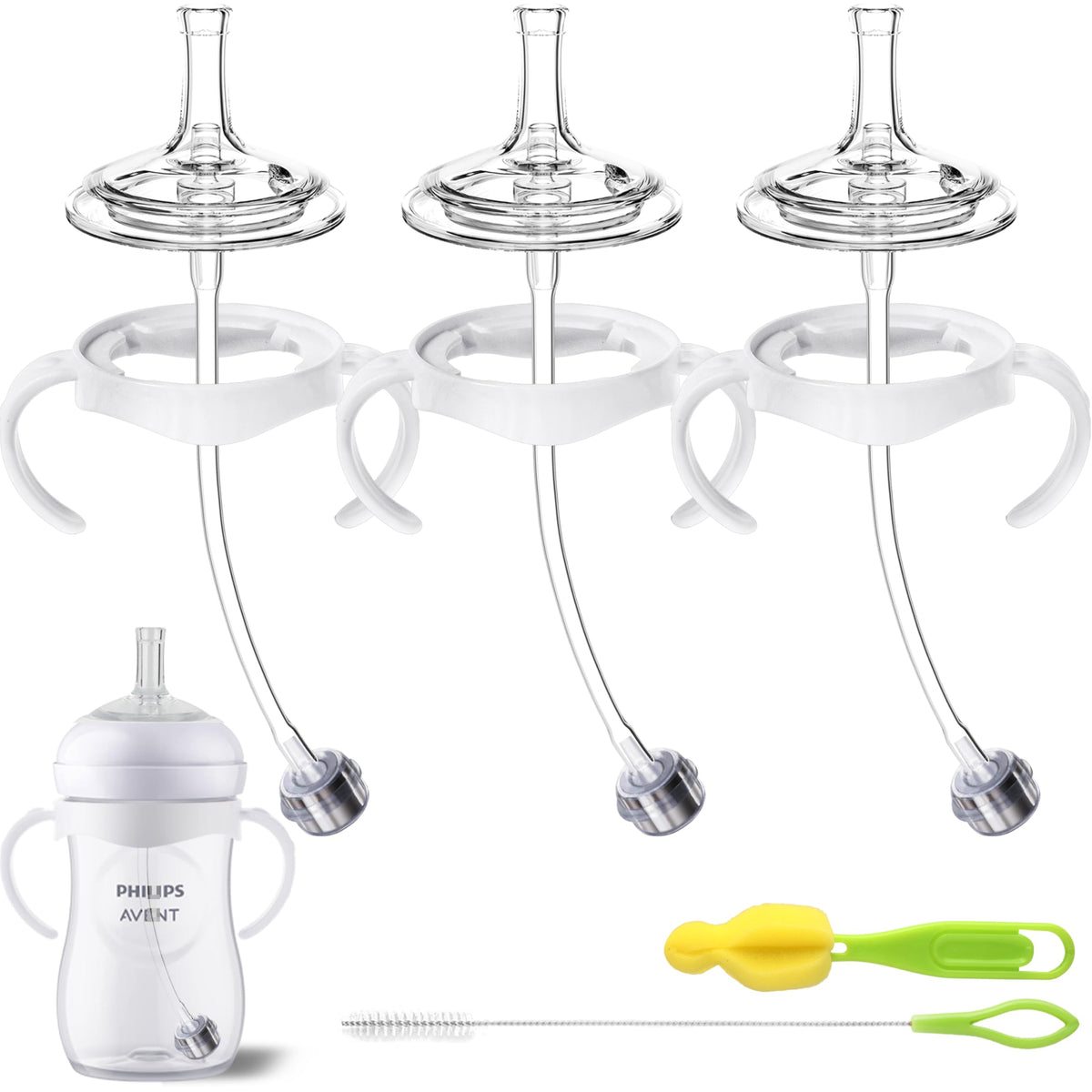 Qunland plastic-free straw cup conversion kit on Philips Avent Natural bottle for easy weaning.
