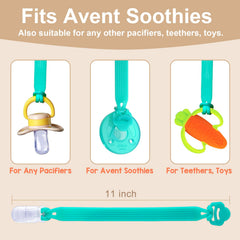 Qunland silicone pacifier clip with adapter ring keeps the pacifier close during strolls.
