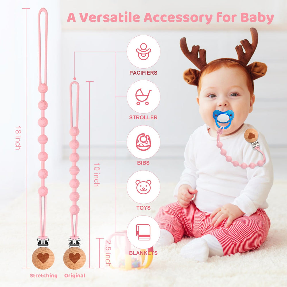 Qunland silicone pacifier clip green emphasizes easy-clean one-piece design