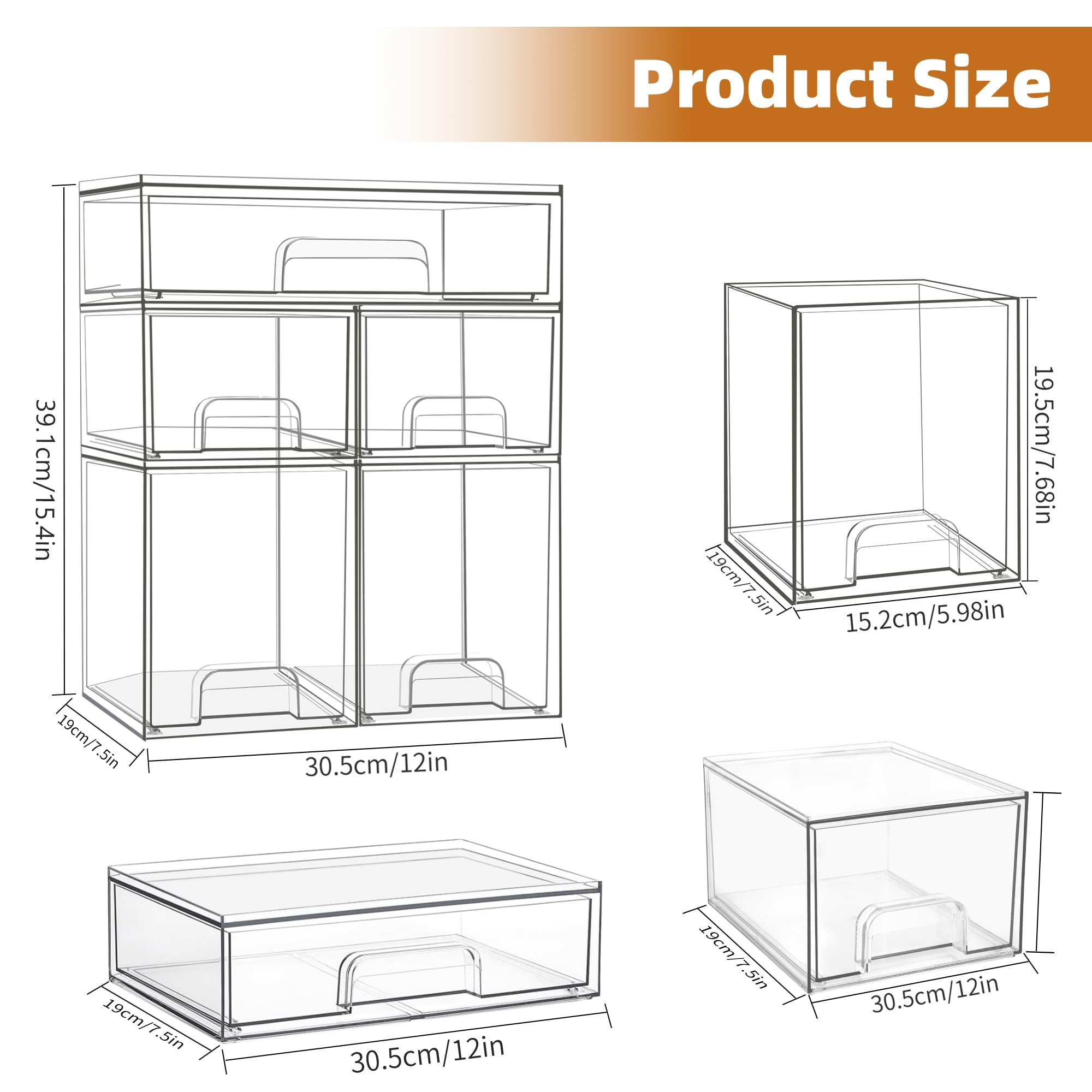 Qunland transparent acrylic drawer offers quick visibility and dust protection