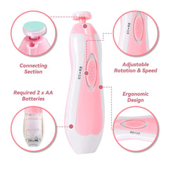 Qunlions life 6-in-1 manicure set pink with versatile attachments for all ages.