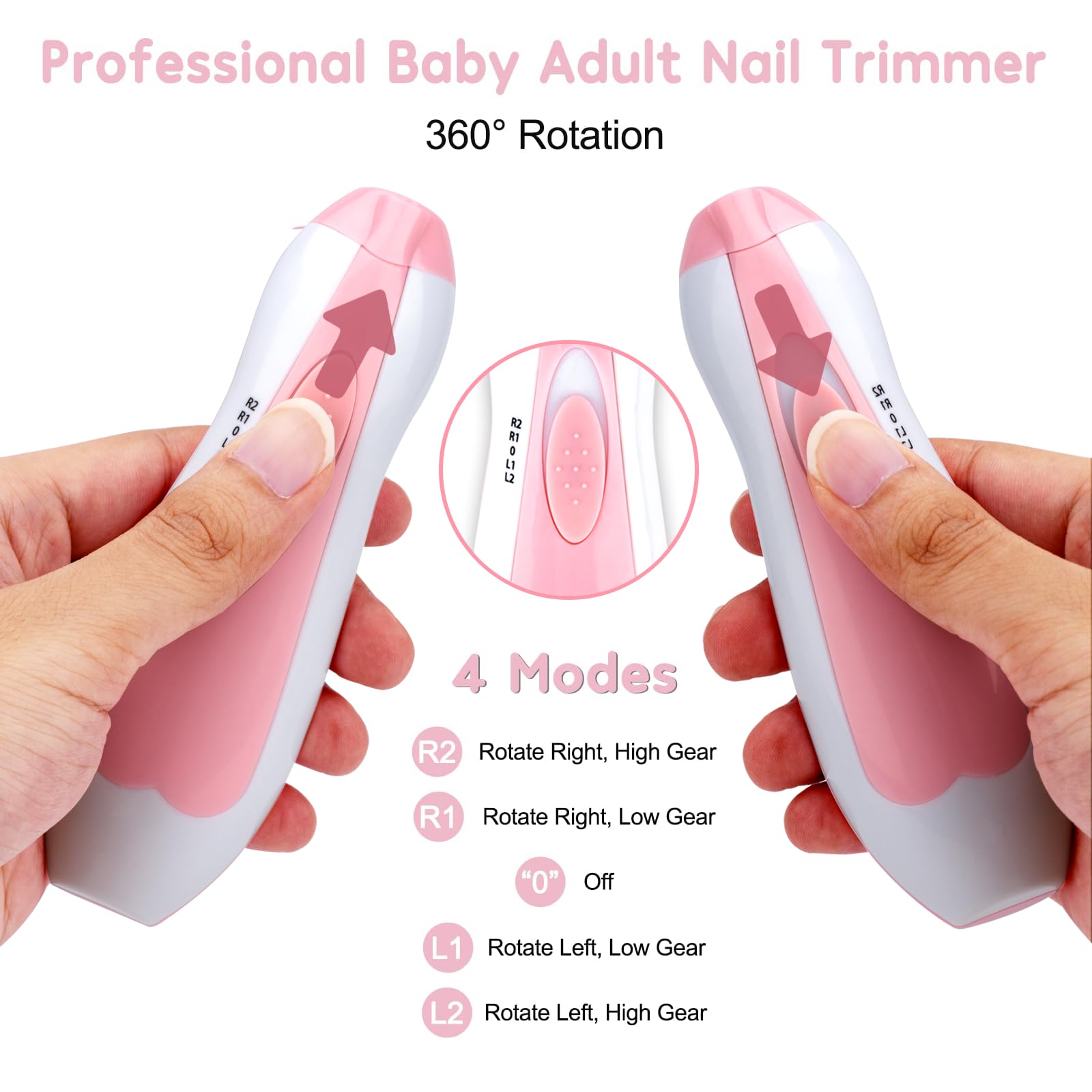 Qunlions life six grinding heads with interchangeable attachments for varied nail shaping.