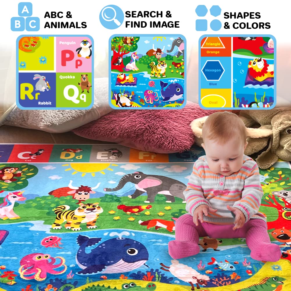 Quokka play mat offers a 60x41 inch roomy crawling space