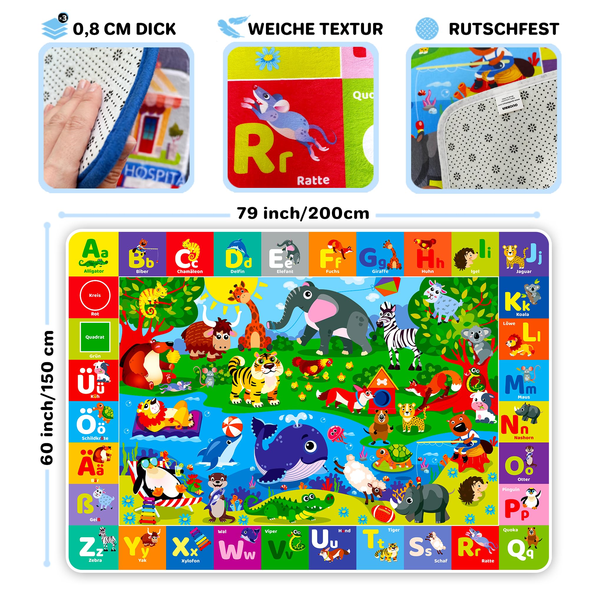 QUOKKA large 60x79 inch baby mat for spacious floor time