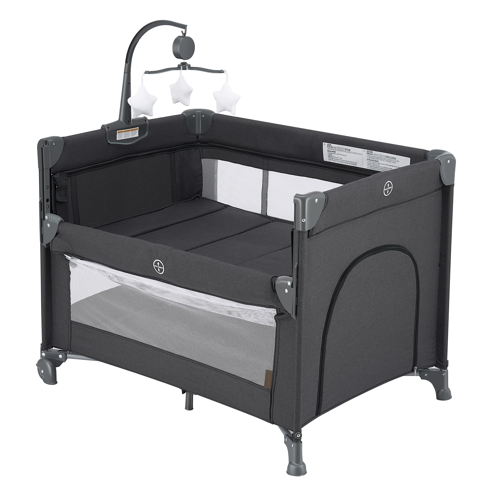 QUTANIX bedside bassinet with adjustable side for easy night checks.